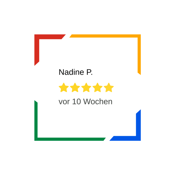 Bewertung von Nadine P. mit fünf Sternen, vor 10 Wochen abgegeben.
